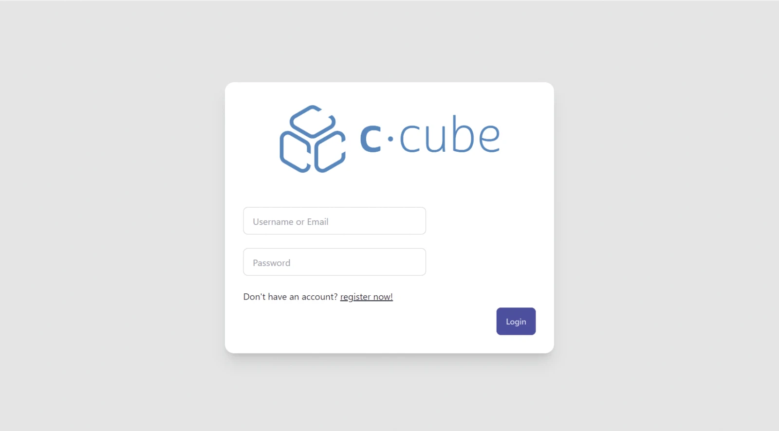 Tela de acesso do C·CUBE com usuário e senha.
